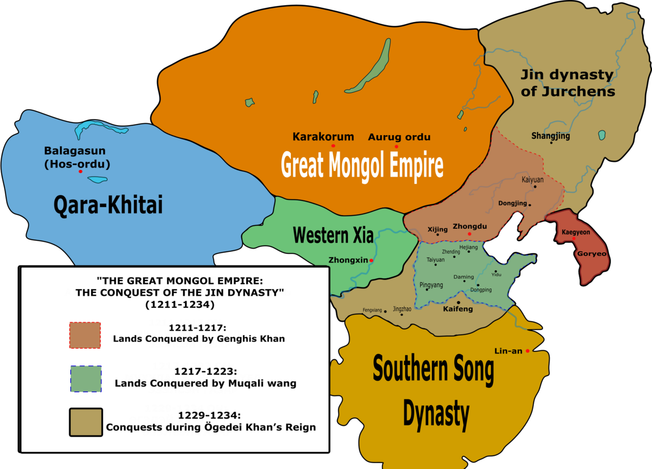 몽골과 금의 전쟁(1211–1234) 개념도